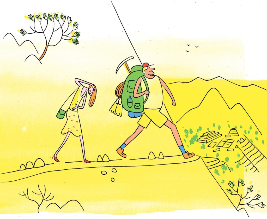 Wall Street Journal - Lisa Unger on a Comfort Junkies Resistance to Adventure Travel - Art by Yann Le Bec