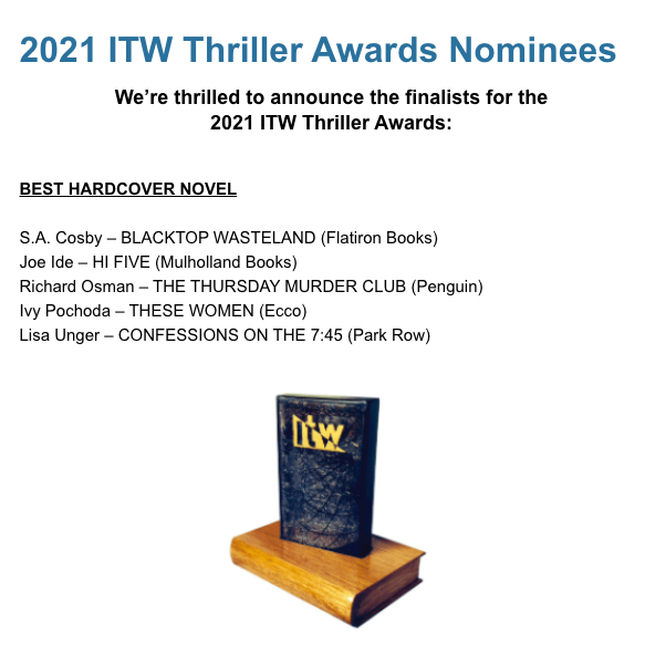 2021 ITW Thriller Awards Nominee for Best Hardcover Novel - Confessions on the 745